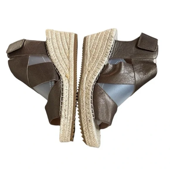 Eileen Fisher Metallic Bronze Willow Espadrille Wedge Sandal Size 8.5